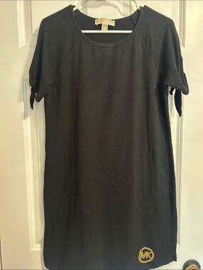 Michael Kors Black Short Sleeve Knit Dress with MK Logo